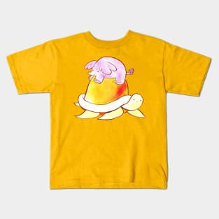 Little Elephant and Big Turtle Watercolor Kids T-Shirt